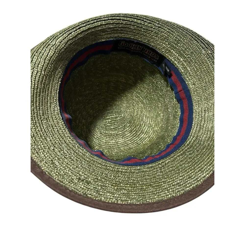 Goorin Bros Women's Hat Ms. Melissa Cloche Wheat Straw Hat Olive Green Rare HTF